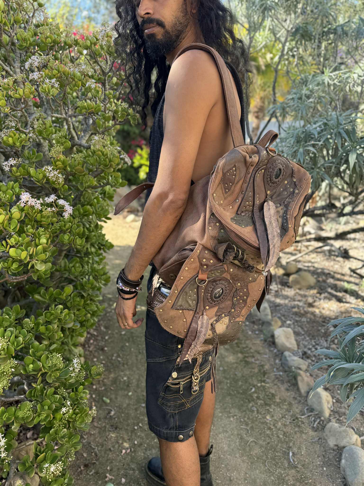Grunge Leather Backpack