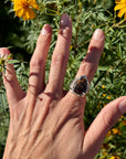 Silver Petrified Bone Ring Size 7.5
