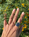 Silver Round Lapis Azul Ring Size 9.5
