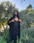 Black Alpaca Hooded Shawl