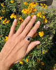 Silver Garnet and Peridot Ring Size 9.5