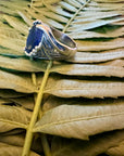 Silver Round Lapis Azul Ring Size 9.5