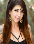 Brass Lotus Moon Earrings