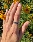Silver 950 Textured Ring with Stones