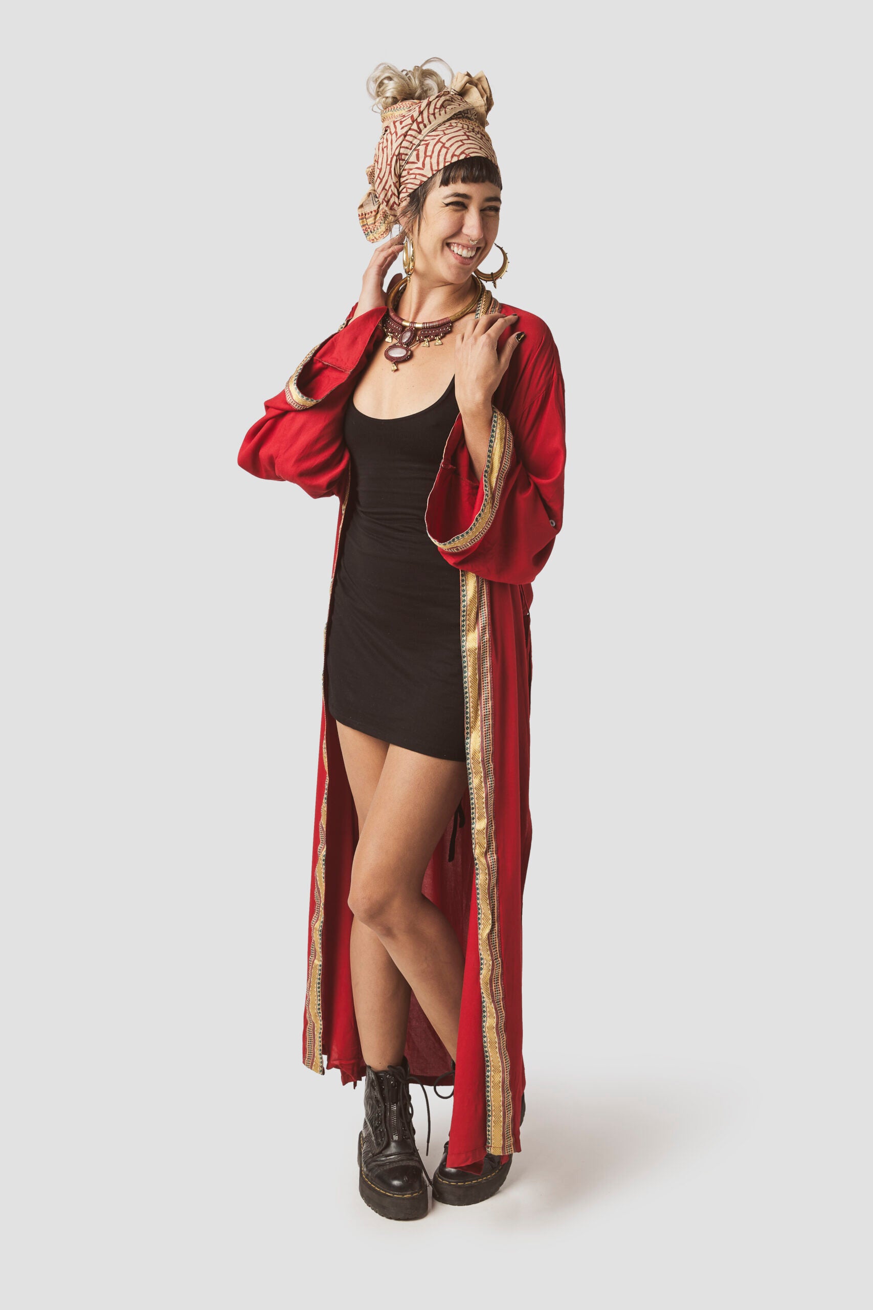 Royal Red Robe - Elegant Long Robe for Women – Omni Collection