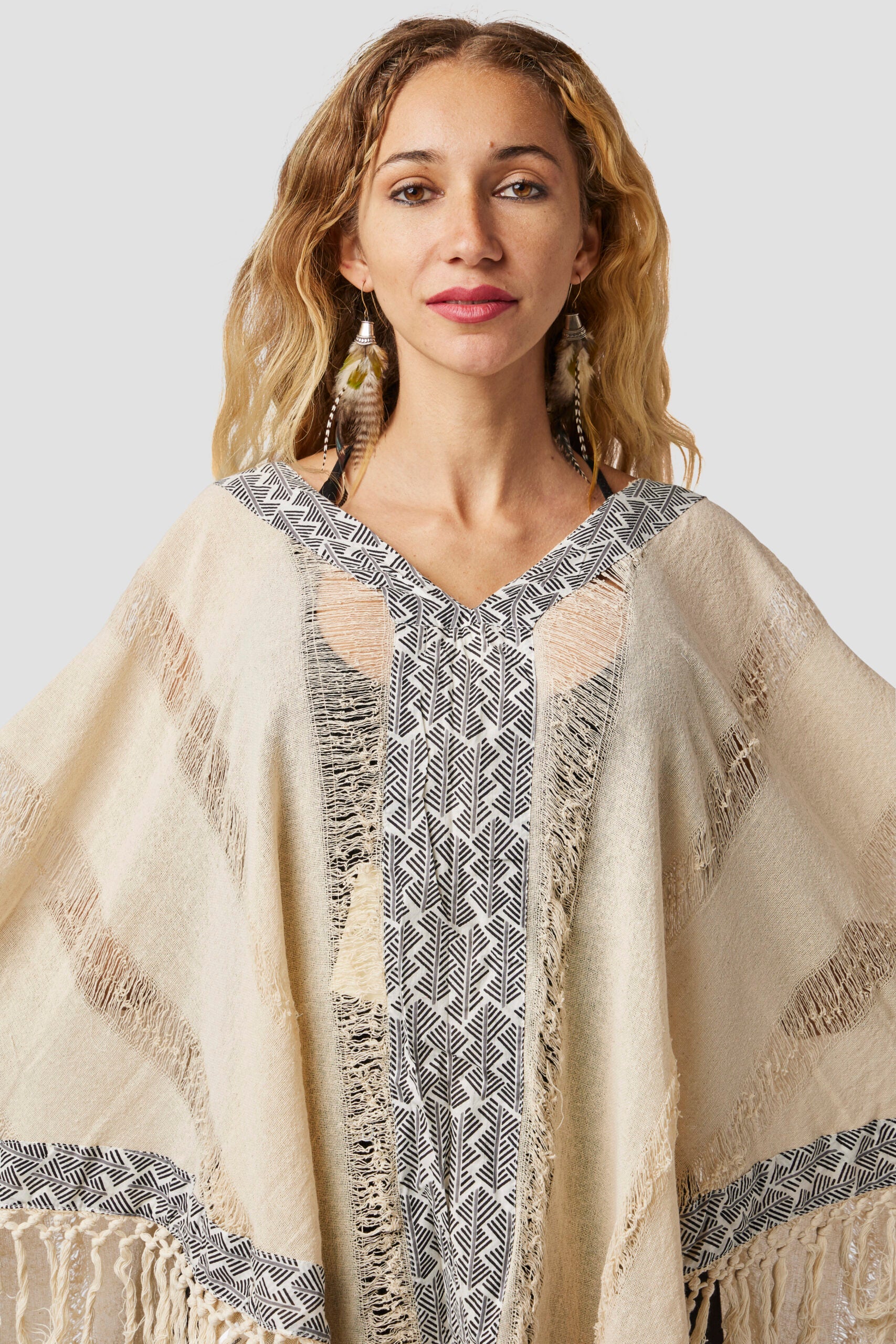 Fringe Shawl with Print