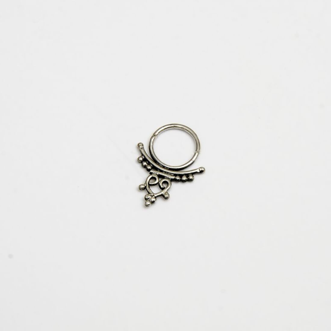 Silver Heart Septum Ring Minimalist Nose Jewelry Omni Collection