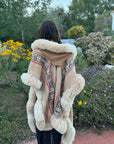 Beige Rainbow Alpaca Cape