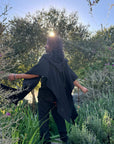 Black Alpaca Hooded Shawl