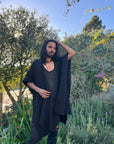 Black Alpaca Hooded Shawl