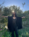 Black Alpaca Hooded Shawl