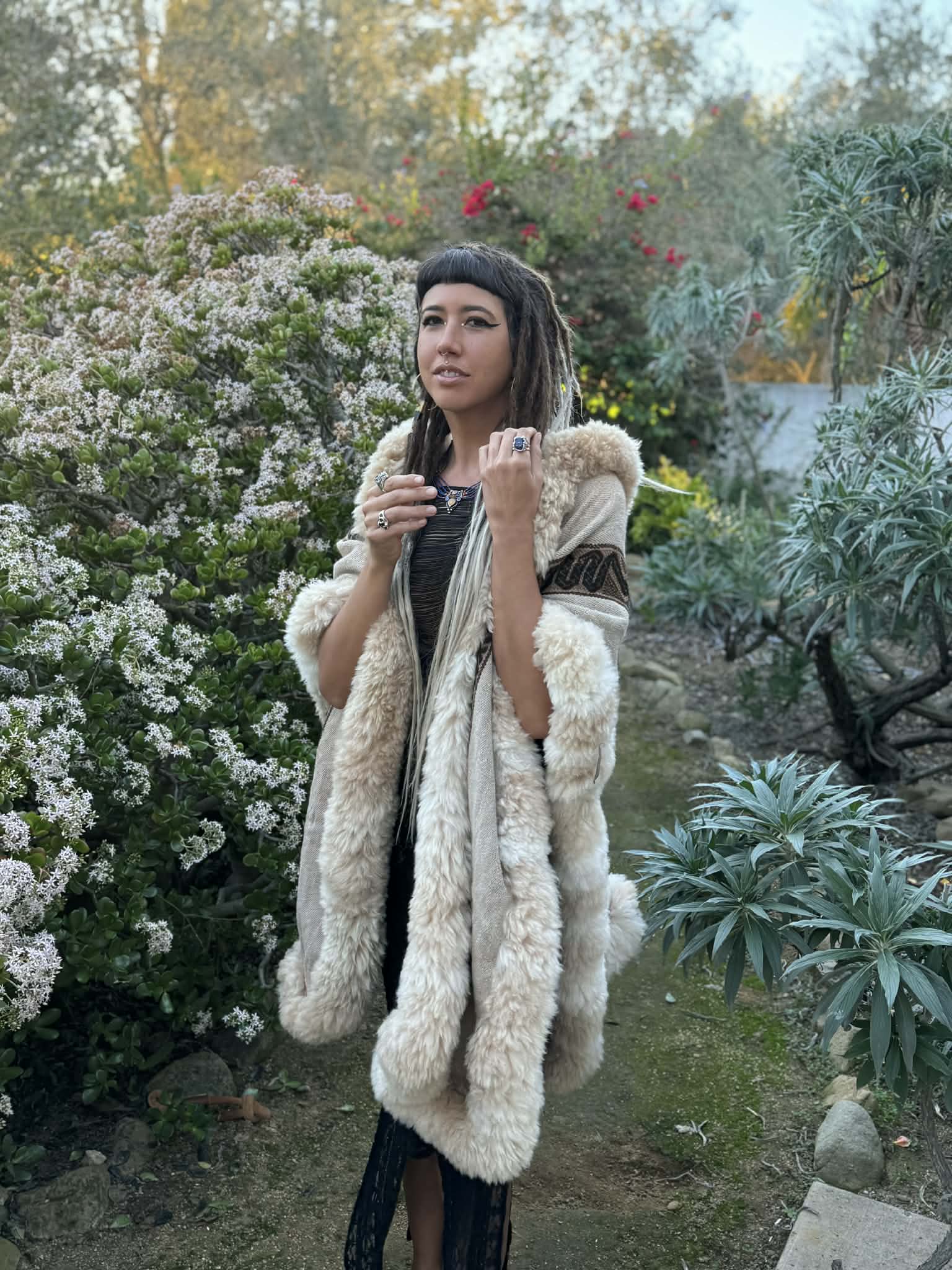 Alpaca Shawl with Hood - Boho Alpaca Wool Poncho – Omni Collection