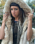 Alpaca Fur Poncho with Hood