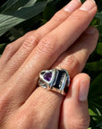 Silver 950 Kyanite and Amethyst Ring Size 9