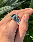 Silver 950 Kyanite and Amethyst Ring Size 9