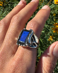 Square Labradorite 950 Silver Ring Size 7.5