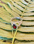 Silver Garnet and Peridot Ring Size 9.5