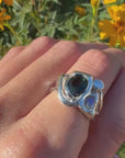 Silver London Topaz Moonstone Ring Size 7.5