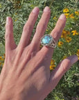 Silver Labradorite Ring Size 8