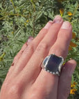 Square Labradorite 950 Silver Ring Size 7.5