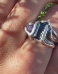 Silver 950 Kyanite and Amethyst Ring Size 9