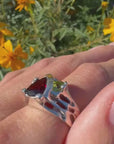 Silver Garnet and Peridot Ring Size 9.5