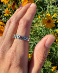 Silver 950 Textured Ring with Stones